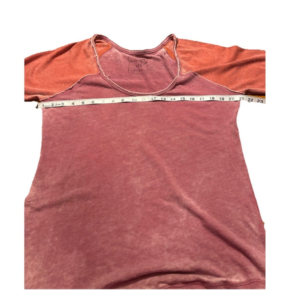 We The Free Pink Peach Raglan Burnout 3/4 Sleeve Pullover Top, Womens Size Large - Picture 4 of 7